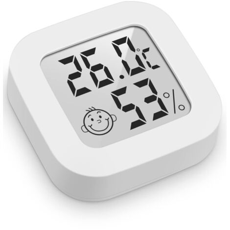 Mini Thermomètre Hygromètre Intérieur Digital à Haute Précision, Moniteur de Température et Humidimètre, Thermo Hygromètre Indicateur du Niveau de Confort