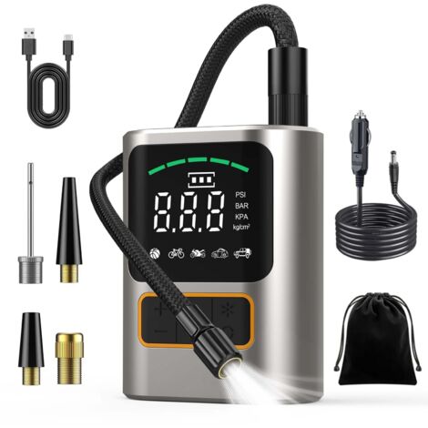 Mini Pompe à Air Électrique,New Version Gonfleur Pneus Voiture Pompe a Velo de Voiture écran LCD Numérique,4000mAH,150PSI,Compresseur à Air Portatif pour Auto,Vélo, Moto, Balle (1/5)