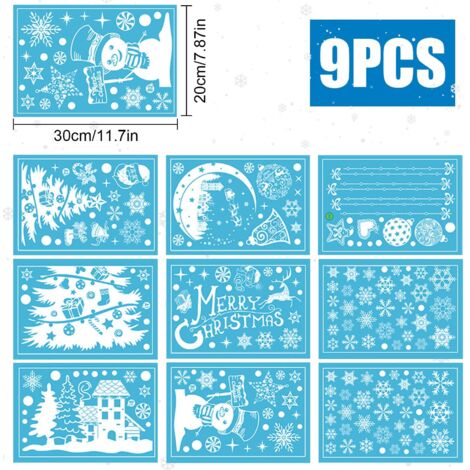 Stickers Noël Aquarelle Pour Fenêtre - 9 Sapins électrostatiques Réutilisables - Déco Festive