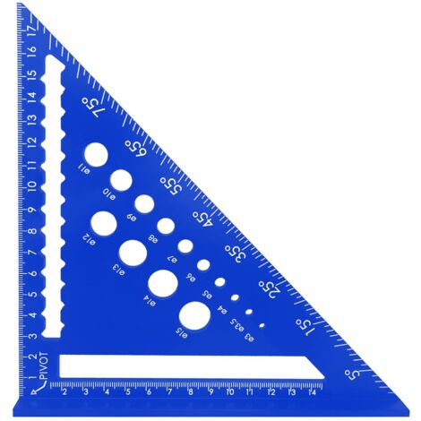 7 Pouces Equerre Menuisier, Regle Triangle Métrique, Règle Triangle Haute Précision en Alliage d'Aluminium pour Charpentier, Couvreur, Ingénieur (Bleu) (1/5)