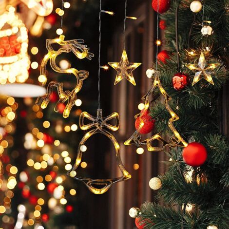 Rideaux lumineux à LED en forme d'étoile, 8 modes, étanches, en forme d'élan, pour une utilisation intérieure/extérieure, parfaits pour la décoration du Ramadan, le jardin, la décoration (blanc chaud) (1/5)