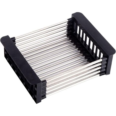 Panier de vidange, égouttoir pour évier, Égouttoir télescopique en Acier Inoxydable avec 1 vis, utilisé pour Laver la Vaisselle dans lévier de la Cuisine, égoutter Les Fruits et légumes (Noir, L)