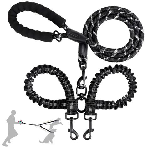 Double pour Chien, Laisse de Chien pour 2 Chiens Anti-Enroulement, Laisse de Dressage Réglable, Double Séparateur pour Dresser Et Marcher 2 Chiens