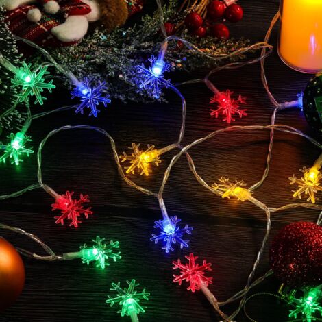 Guirlande Lumineuse Solaire Extérieure 6.5m 30 LED Flocons De Neige - 8 Modes, étanche IP65, Pour Noël Jardin Fête - 5