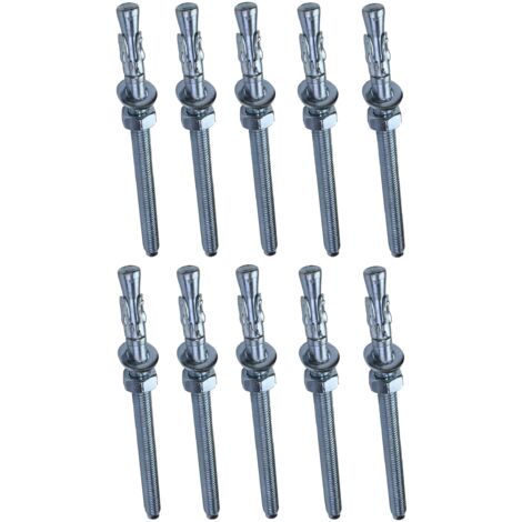 10x Boulon Vis d’ancrage filetage long, Goujon à expansion - M8x120mm - en acier zingué - pour béton, pierre