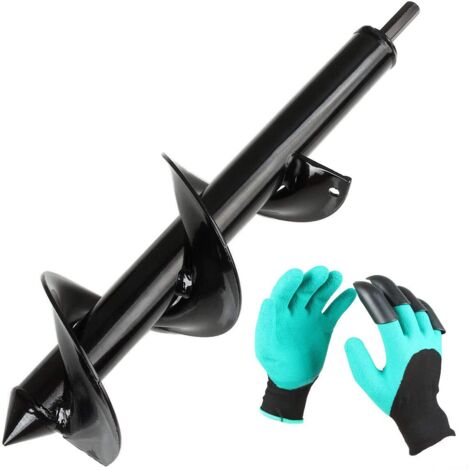 ASelected Mèche Tarière pour Perceuse, Jardin Foreuse Ø 83mm+ Gants, Jardin Tarière pour Perceuse électrique, Outil de Plantation Pratique pour Fleur Planter des Arbres Arbustes