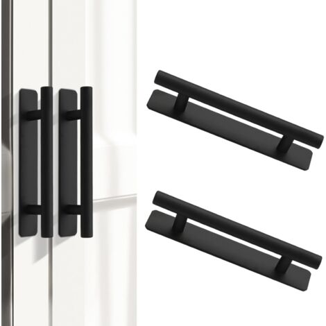 2PCS Poignée de Meuble Autocollante en Aluminium, 150 mm Poignées Autocollantes Cuisine Chambre Porte Coulissante, Autocollant Poignée Tiroir Auto-Adhésive Boutons de Portes Tirer (Noir)