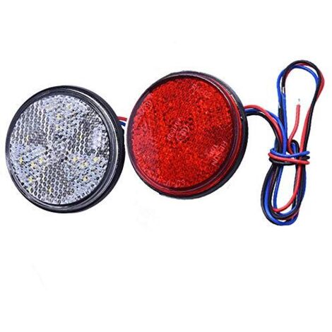 Beijiyi – Lot de 2 feux arrière LED ronds 12V – Feux de freinage, clignotants, réflecteurs – Installation facile sur voiture, moto, camion