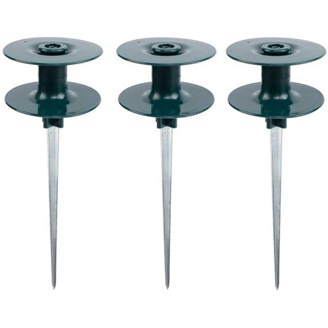 Lot de 3 guides de tuyau d'arrosage, en zinc antirouille robuste avec piquet en métal vert foncé pour arrosage, guides de tuyaux d'eau, guide sur piquet en zinc