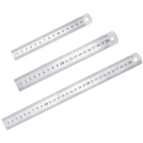 Ccykxa – Set de 3 règles en acier inoxydable – Longueurs 15/20/30 cm – Double face avec échelles claires – Résistantes à l'usure et à la corrosion