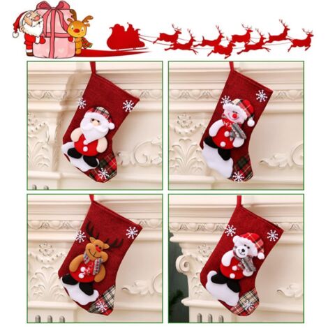 Chaussettes Noël Décoration Lot De 3 Chaussettes De Noël LOMOHOO 46cm - Motifs 3D Père Noël, Bonhomme De Neige, Renne - Décoration Cheminée Chaussette Noël