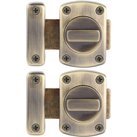 Loquet verrou de porte de salle de bain de fenêtre de cabinet pivotant verrou de sécurité à loquet et WC loquet acier inoxydable brossé verrou (Bronze Vert - Lot de 2, 55 mm) (1/5)