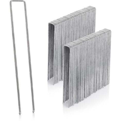 Lot de 50 piquets de fixation en acier inoxydable galvanisé, épaisseur 3 mm, largeur 4 cm, longueur 15 cm