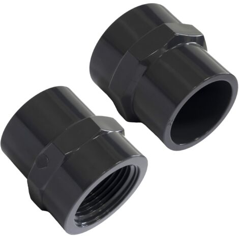 C62149 - Lot de 2 Mamelons/manchons mixtes taraudés femelle à coller Ø32mm-femelle à visser 1'' - raccord pression de tuyaux 10 bars - embout mixte - en plastique