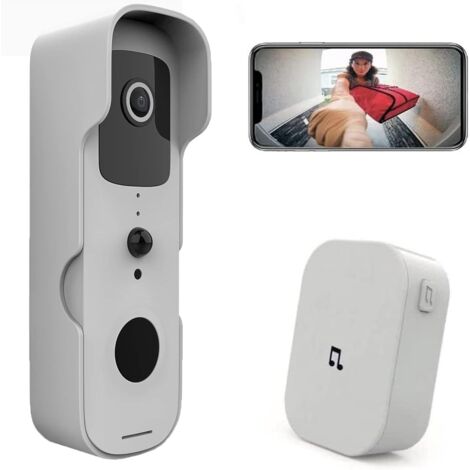 Beijiyi – Sonnette vidéo sans fil 1080P étanche – Détection de mouvement – Vision nocturne jusqu'à 10m – Installation rapide WiFi 2,4 GHz