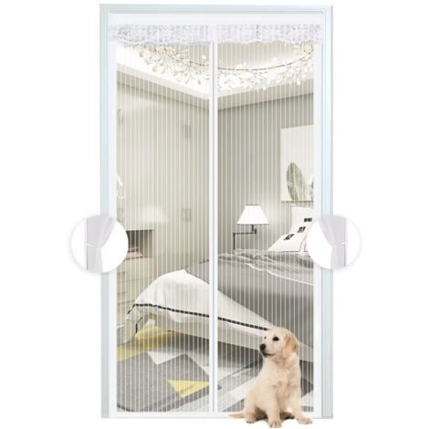 Moustiquaire Magnétique Blanche,Rideau en Maille, Porte Avec Totalement, se Ferme Seule Pour Balcon, Installation Facile, 140x240 CM