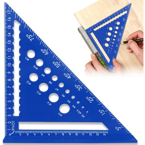 Equerre Menuisier 180mm, Equerre Charpentier, 45 90 Degres Rapporteur D'angle Menuisier pour Les Mesures du Travail du Bois, Mesure D'angle (Bleu)