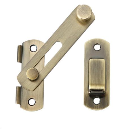 Verrou de Porte Coulissante Serrure de Porte Loquet à Bascule Boulon de Verrouillage de Boucle avec Vis pour Porte, Fenêtre, Placard et Jardin, Finition Brossée en Alliage de Zinc
