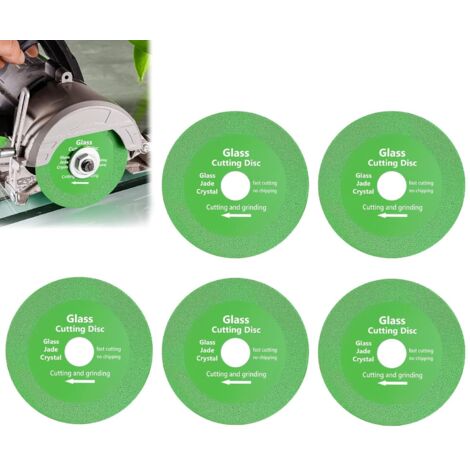 Disque à Tronçonner Verre, 5PCS Disque Diamant, Meuleuse Angle à Lame Diamantée pour Couper et Polir Carreaux de Verre, Jade, Cristal, Bouteilles de Vin, Céramique, Carreaux (Vert)