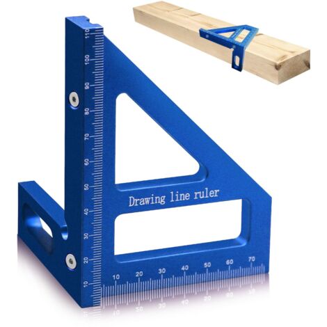 3D Equerre de menuiserie, règle triangulaire, règle à onglets en aluminium pour le travail du bois, outil de mesure multifonctionnel de haute précision pour l'ingénieur menuisier
