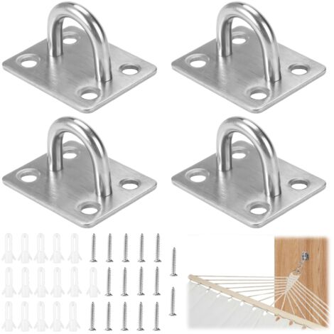 4 Pièces Plaques œIl Acier Inoxydable, Crochet Mural Visser Robuste, Fixation Plafond Acier Inoxydable 304, Crochet Plafond Visser pour Suspendre des Filets, Cordes, Yoga-Schaukeln, Corde Linge