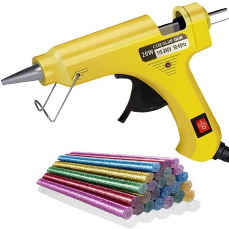 20W Pistolet à Colle Chaude, Mini Pistolet à Colle avec 30 Bâtons de Colle, Pistolet Colle Chauffrage pour Réparation, Artisanat, DIY (Jaune)
