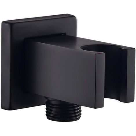 Support de douche en cuivre avec raccord de tuyau de douche pour douchette à main (noir)