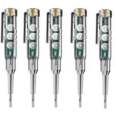 Lot de 5 stylos électriques spécialisés - Détection de rupture - Lumière colorée - Multifonctionnel - Détection intelligente d'induction - Test électrique - Tournevis à stylo électrique