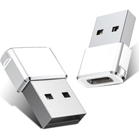 Adaptateur USB vers USB C 2 Pack,Type C Femelle USB A Mâle Convertir Chargeur pour Apple Watch Série 7 8,iPhone 11 12 13 14 15 Pro Max