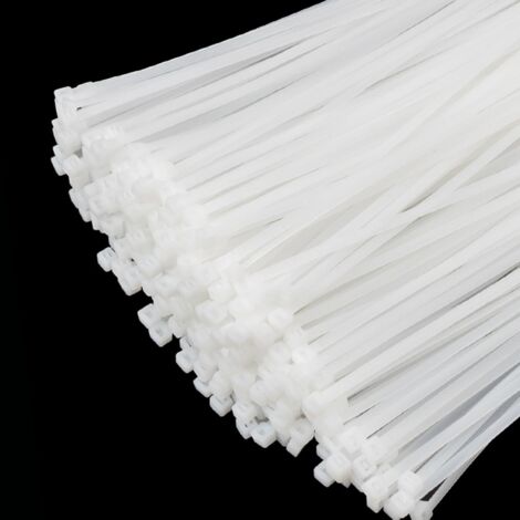 1000 pièces Colliers de Serrage professionnelles, Blanc-200mm x 4.8mm, Autobloquant, Attache Câble Résistant aux UV, Idéale pour l'intérieur et l'extérieur