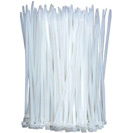 Lot de 100 serre-câbles blancs transparents - En plastique - Longs et résistants à la traction de 18 kg - Auto-bloquants - Pour bureau, maison et extérieur - 300 mm x 4 mm