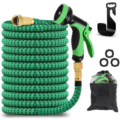 Tuyau d'Arrosage Extensible 30M/100FT, Tuyau d'arrosage flexible Retractable avec 10 Modes de Pulvérisation,Tuyau d’Eau Réglable avec 3/4" Adaptateurs, Convient pour le jardin, Lavage de Voiture (30m)