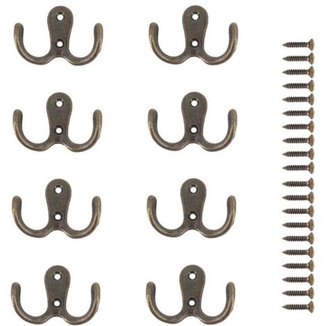 Pièces Crochet a Vis Double Métal Crochets et Patères Rangement pour la Maison étagères Tiroirs Casiers Bain(Bronze)