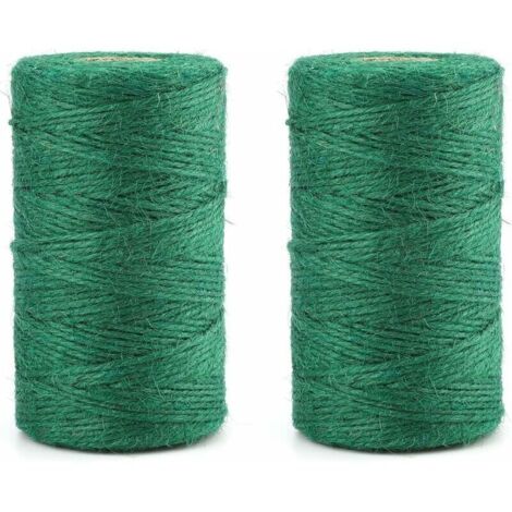Lot de 2 ficelles de jardin de 100 m de ficelle de jute verte pour jardinage, fleuriste et regroupement