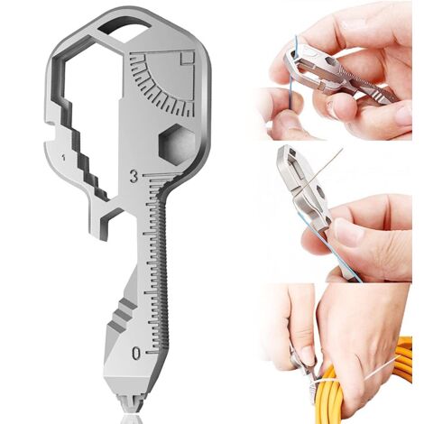 Outil clé multifonction -Ouvre-bouteille en acier inoxydable 24 en 1- Mini clé portable-Utilisé pour les outils de ligne de coupe, ouvre-boîte (1/5)