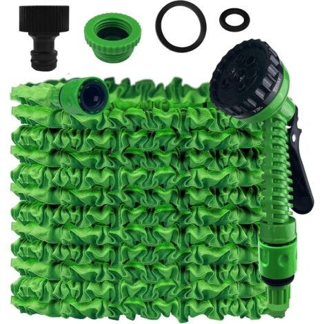 Tuyau d'Arrosage Extensible 15m, Tuyau Arrosage Extensible, Tuyau d'Arrosage Flexible avec 7 Modes de Pulvérisation, Léger et Facile à Ranger Pour Irrigation, Jardin, Arrosage, Nettoyage