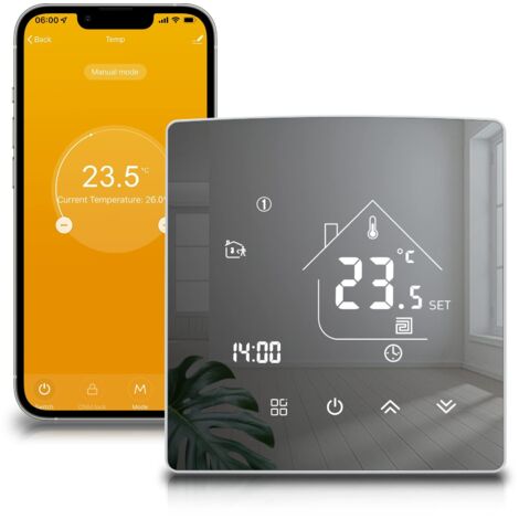 Thermostat Intelligent Thermostat de Chauffage Thermostat d'ambiance Thermostat WiFi Thermostat Mural Intelligent pour Chauffage par Le Sol électrique Compatible avec Alexa, Google Home 16A