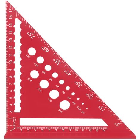 7 Pouces Equerre Menuisier, Regle Triangle Métrique, Règle Triangle Haute Précision en Alliage d'Aluminium pour Charpentier, Couvreur, Ingénieur (Rouge)
