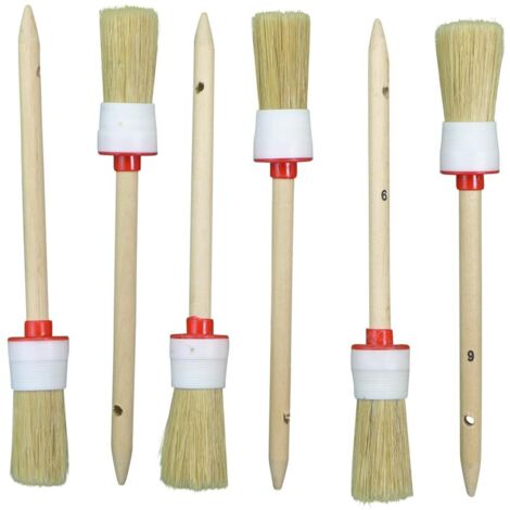 Lot de 6 pinceaux ronds 93023 - Diamètre : 30 mm - Taille 6 - Poils clairs
