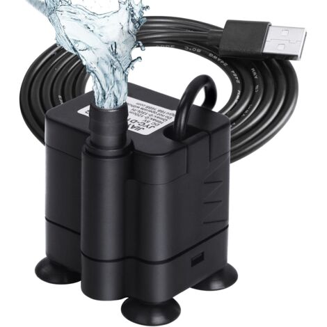Mini Pompe à Eau, 200L/H USB Aquarium Pump Ajustable Ultra-Silencieux Animaux Pompe, Pompe Eau Submersible D'aspiration Inférieure pour Aquarium, Culture Hydroponique DC 5V 1-3W
