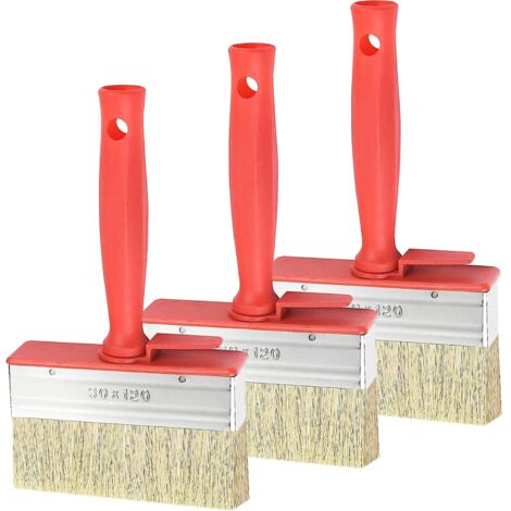 Pinceau De Clôture Pinceau Plat 30 x 120 mm Pinceaux De Peinture avec Poignée en Plastique Pinceau Lasure pour Terrasse Abri De Clôture Abri De Jardin Et Clôture pour Bois 3 PCS