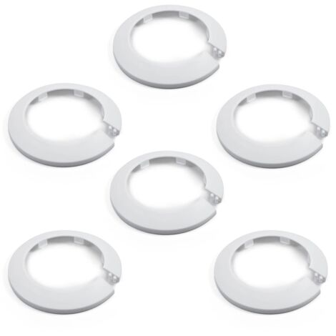 Lot de 6 cache-tuyaux en plastique PP, diamètre extérieur 110 mm, diamètre intérieur 75 mm, pour tuyaux muraux et radiateurs, blanc, 75 mm