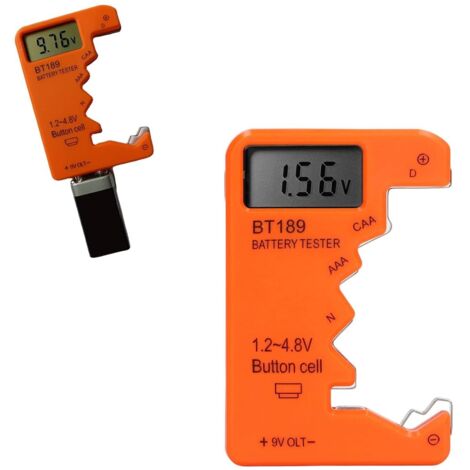 Vérificateur de Testeur de Batterie, Testeur de Batterie à Affichage Numérique LCD pour AA AAA 6F22 9V 1.5V (Orange)