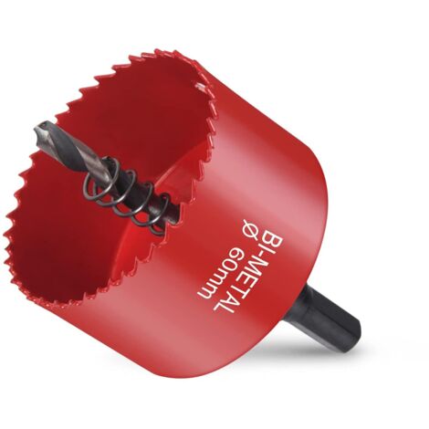 Scie Cloche Bi-métal, Scie Cloche Bois Ø60mm, Scie Trépan avec Adaptateur Hexagonal et Foret de Centrage, pour Percer Plastique, PVC, Bois, Panneaux Fibres, Métal Souple