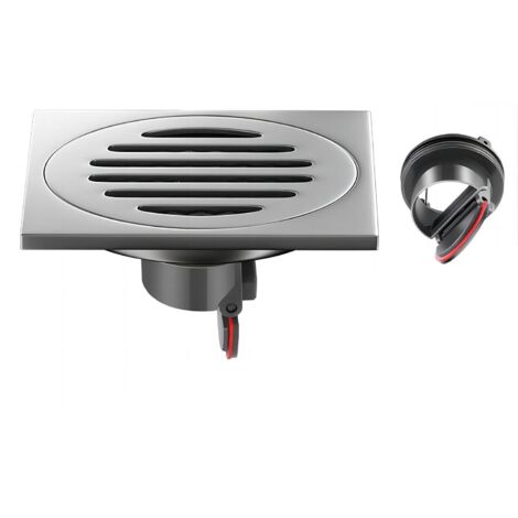 Drain de Douche Carré en Acier Inoxydable Drain de Plancher Anti-Odeur pour Salle de Bain, Carré 100 mm, Noir