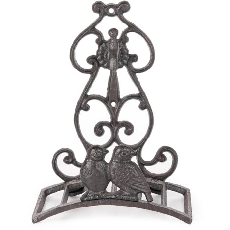 Support mural pour tuyau d'arrosage, support mural en fonte robuste pour tuyau d'arrosage, joli rangement de tuyau décoratif vintage, joli oiseau pour décoration murale d'extérieur