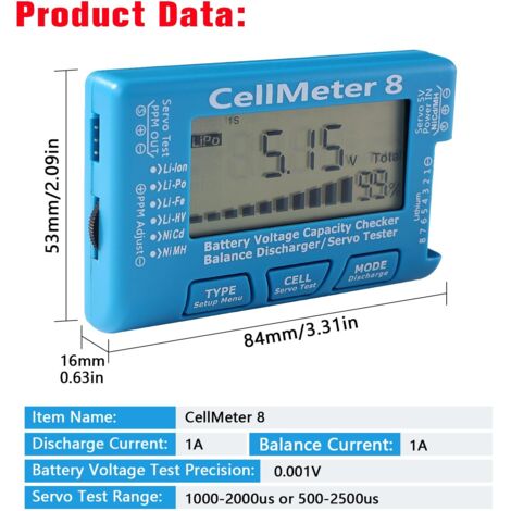 Testeur Capacité Batterie Numérique LCD – Pour LiPo, LiFe, Li-ion, NiMH, NiCd !