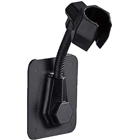 Support Douche Universel, Support Pommeau de Douche Mural, Support de Douche, ABS Réglable, Sans Perçage, Auto Adhésif, Étanche Tournant, pour Baignoire de Salle de Bain (Noir) (1/5)