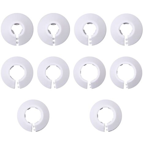 10 Pièce Rosaces Simples de Radiateur, Rosace Radiateur, Cache Tuyau Radiateur, Cache Tuyau pour Radiateur, Couvercle de Trou Mural Sol, Pour Chauffage, Couvercle (12/16/20/25/32mm, Blanc)