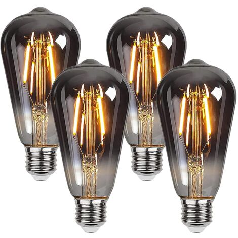 Ampoule Edison,4 Pièces E27 ST64 4W Ampoule LED Vintage Lampe Décorative Ampoules Rétro Filament Ampoule Antique Blanc Chaud pour Restaurant, Café, Windows,Showrooms,Ampoules à Incandescence